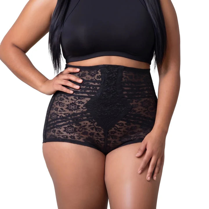 RAGO HIGH WAIST EXTRA FIRM NO ROLL PANTY GIRDLE W/ DETACHABLE GARTER