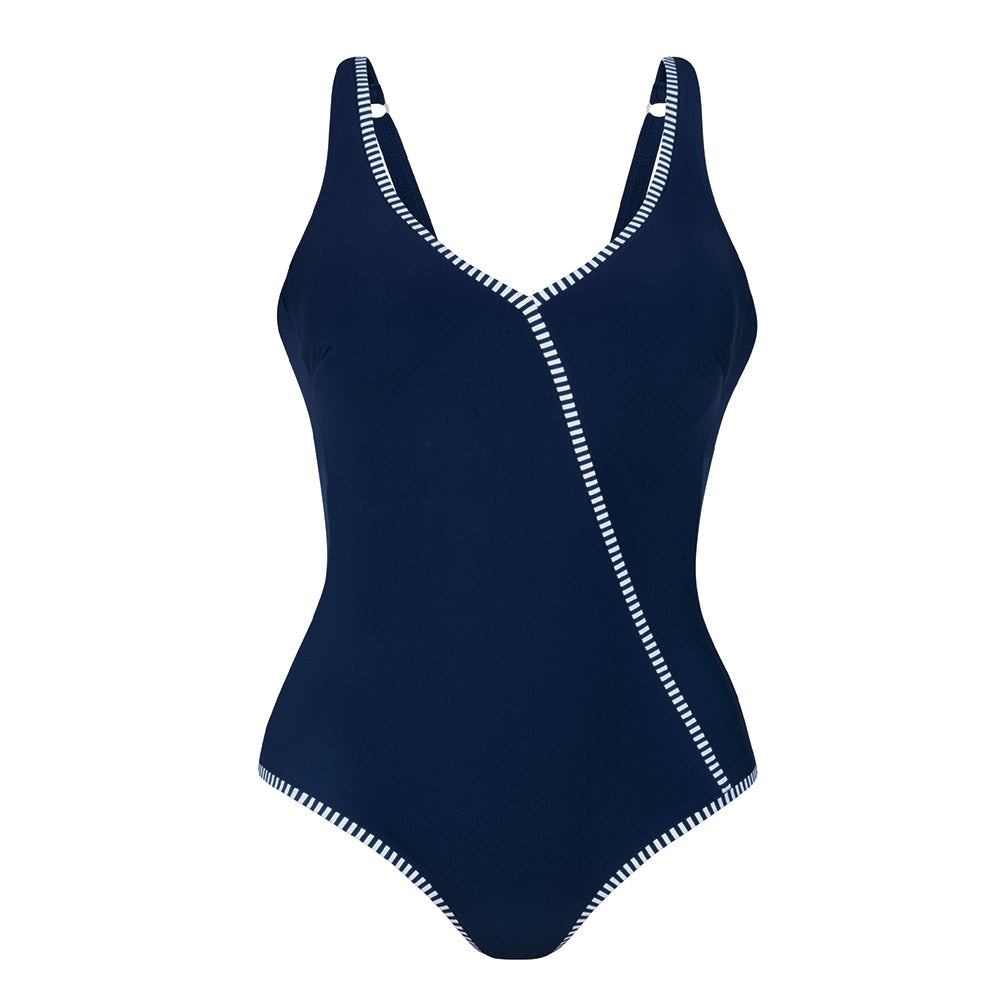 Anita Bodysuit Night Blue and Cream - Lycra Bodysuit
