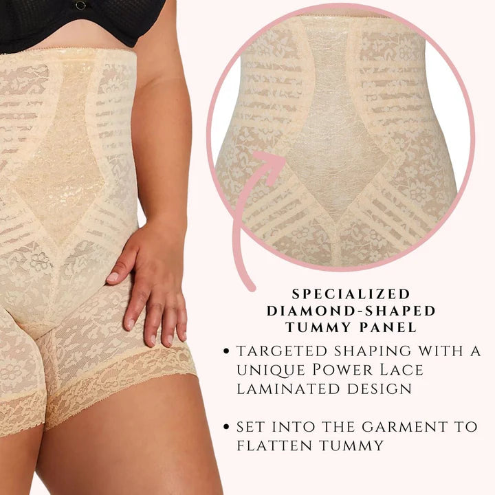RAGO NO ROLL HIGH WAIST LACE THIGH SLIMMER W/ ETRA FIRM SUPPORT