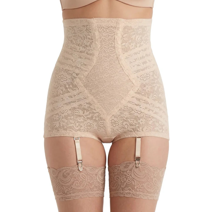 RAGO HIGH WAIST EXTRA FIRM NO ROLL PANTY GIRDLE W/ DETACHABLE GARTER