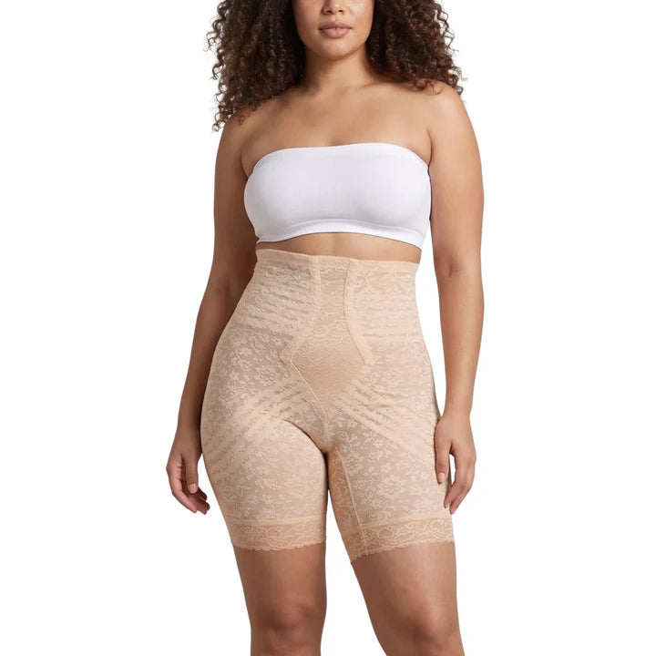RAGO NO ROLL HIGH WAIST LACE THIGH SLIMMER W/ ETRA FIRM SUPPORT